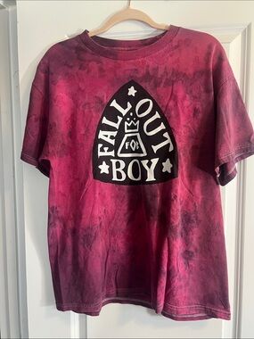Fall Out Boy Men's Graphic Tee - Burgundy Tie-Dye